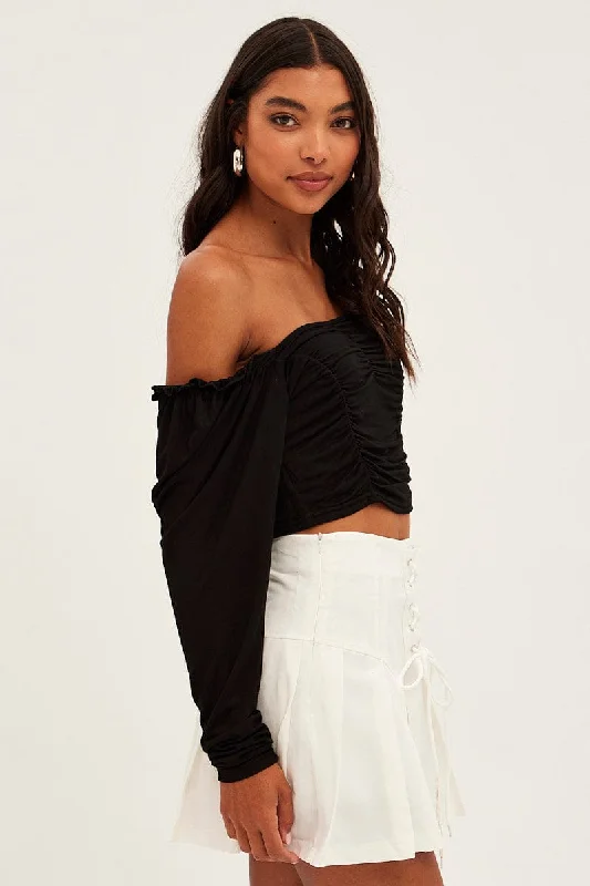 Black Crop Top Long Sleeve