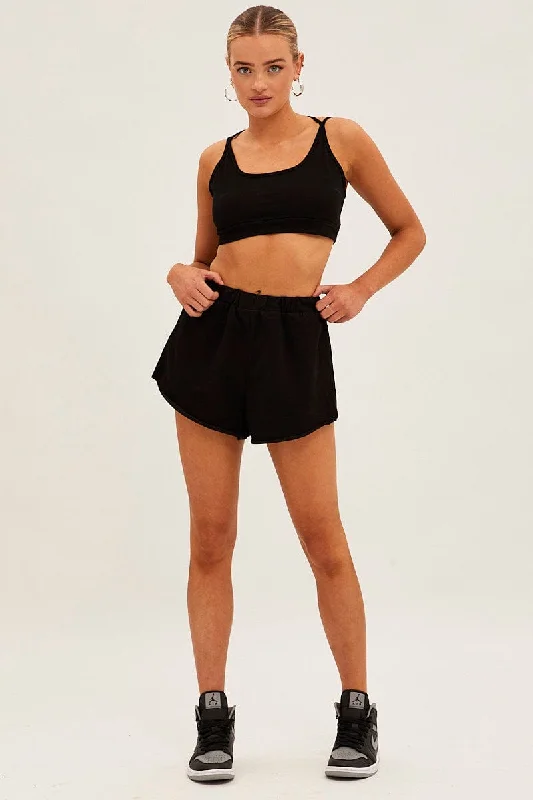 Black Crop Top Loungewear Set