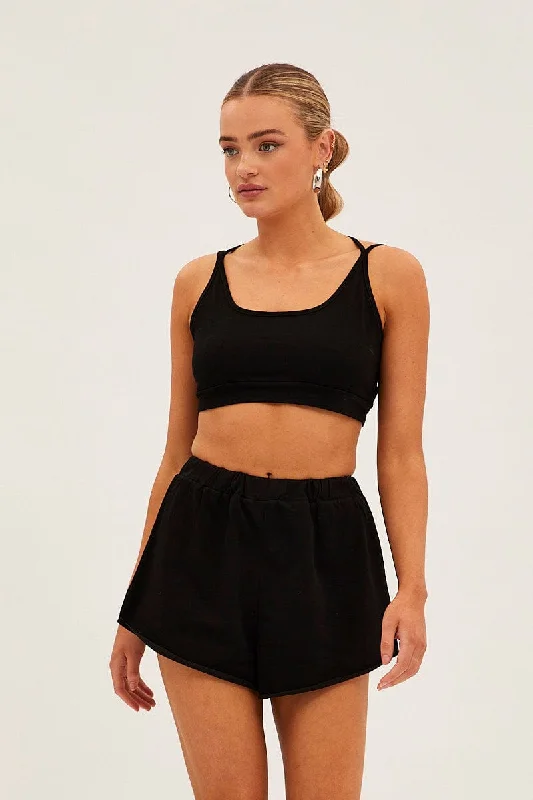 Black Crop Top Loungewear Set