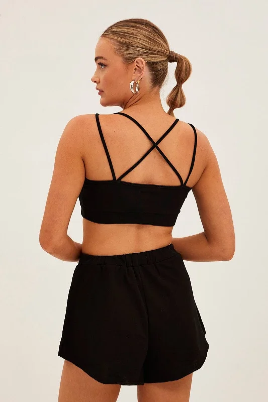 Black Crop Top Loungewear Set