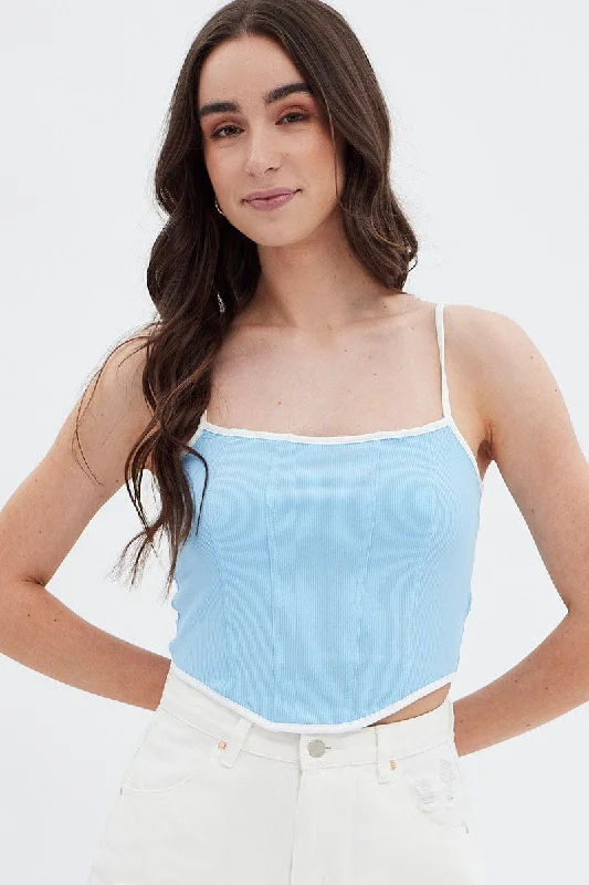 Blue Pinch Scarf Crop Top