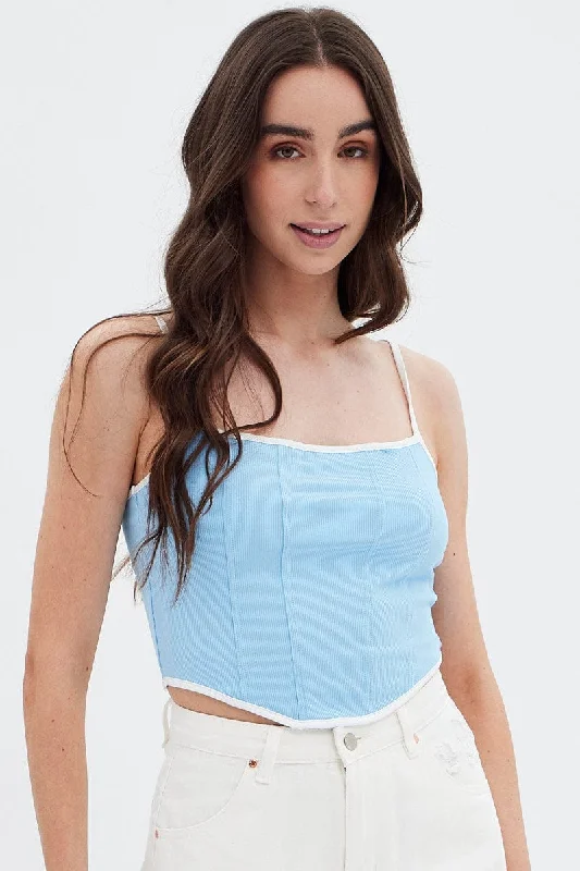 Blue Pinch Scarf Crop Top