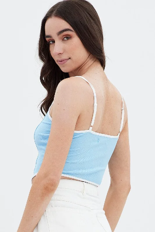 Blue Pinch Scarf Crop Top