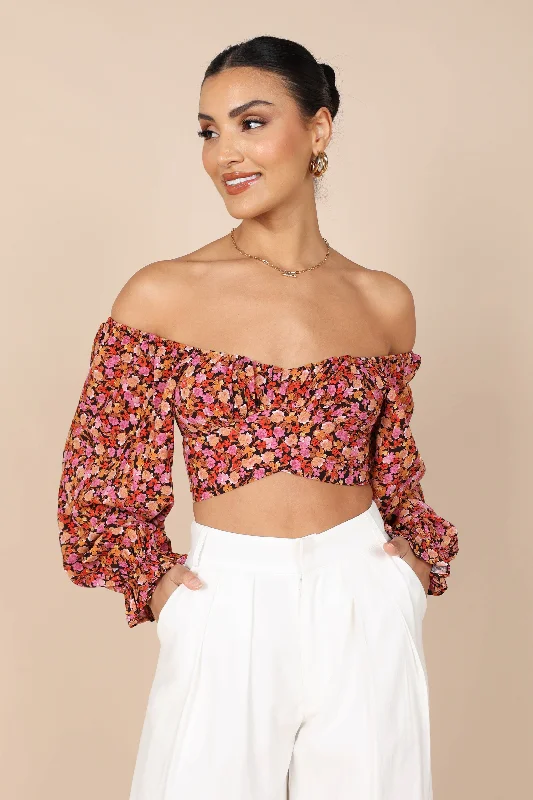 Jillian Cropped Top - Pink Floral