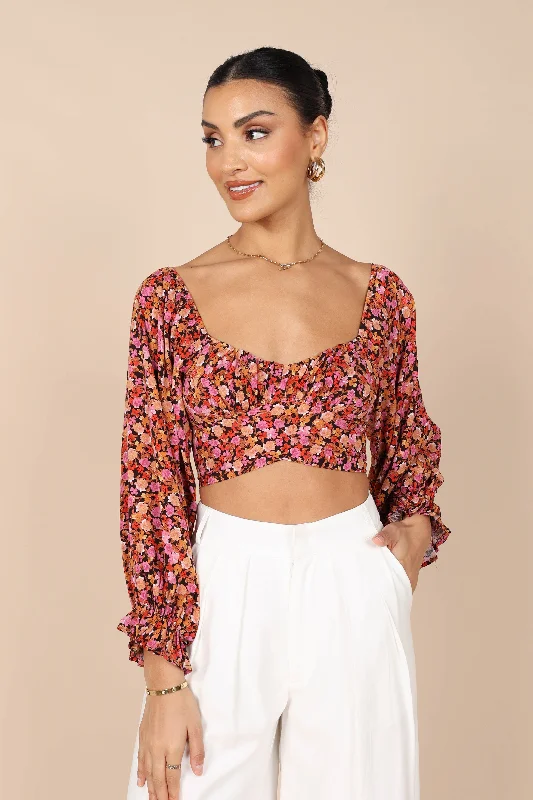 Jillian Cropped Top - Pink Floral