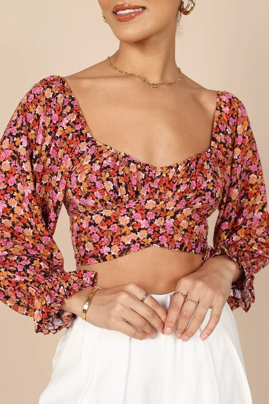 Jillian Cropped Top - Pink Floral