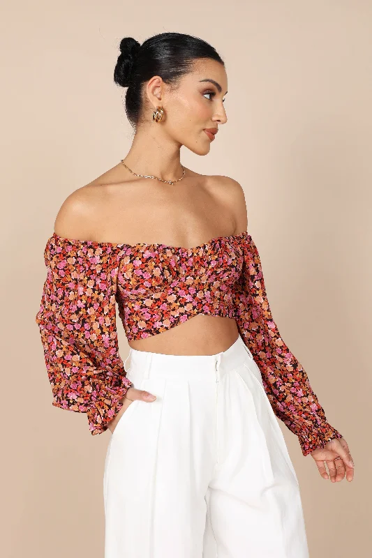 Jillian Cropped Top - Pink Floral