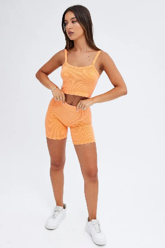 Orange Crop Singlet Top Seamless