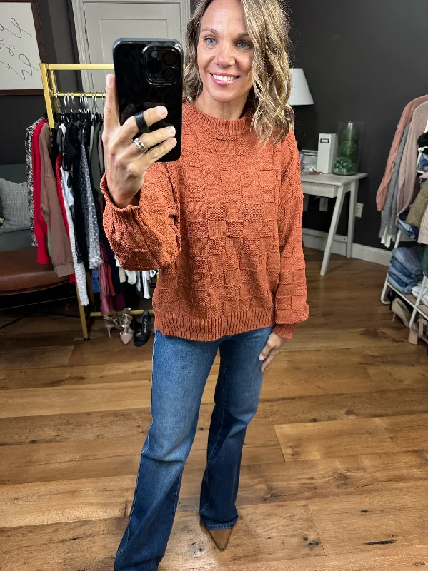 All Together Now Textured Sweater - Rust