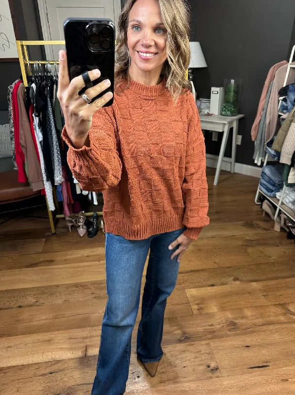 All Together Now Textured Sweater - Rust