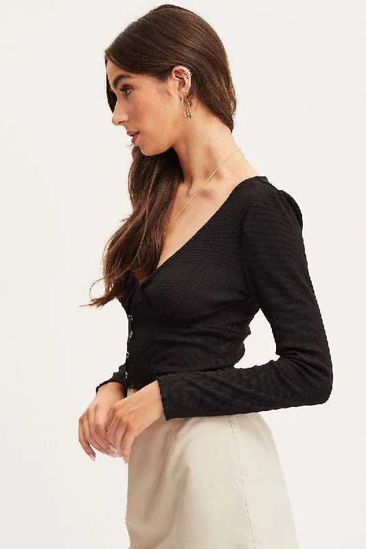 Black Crop Top Long Sleeve