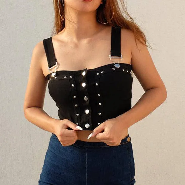 MegaBetty - Mckayla Buckle Strap Crop Top