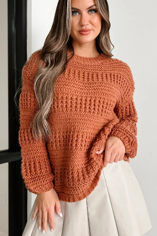 Fall Gratitude Chunky Knit Sweater (Rust)