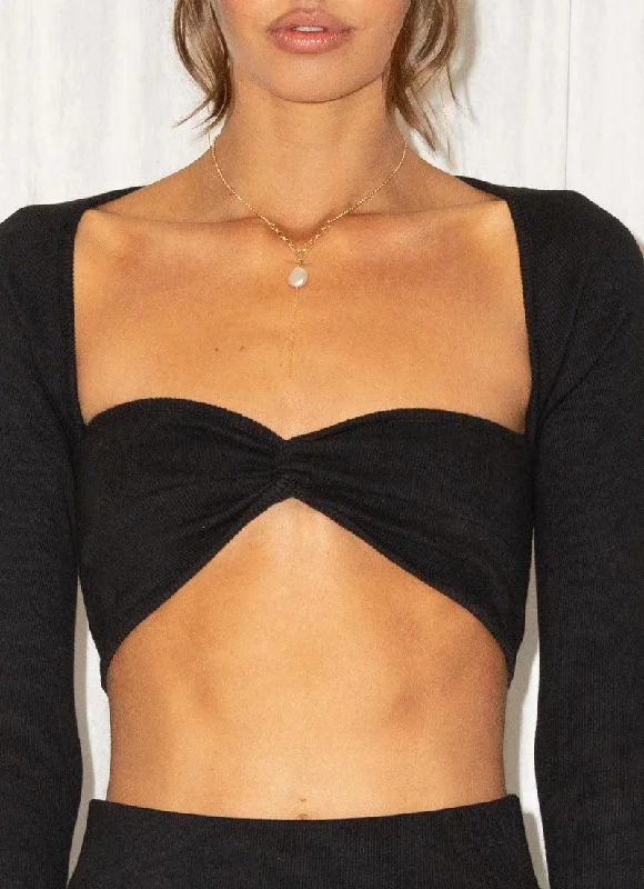 First Class Organic Cotton Rib Crop Top - Black