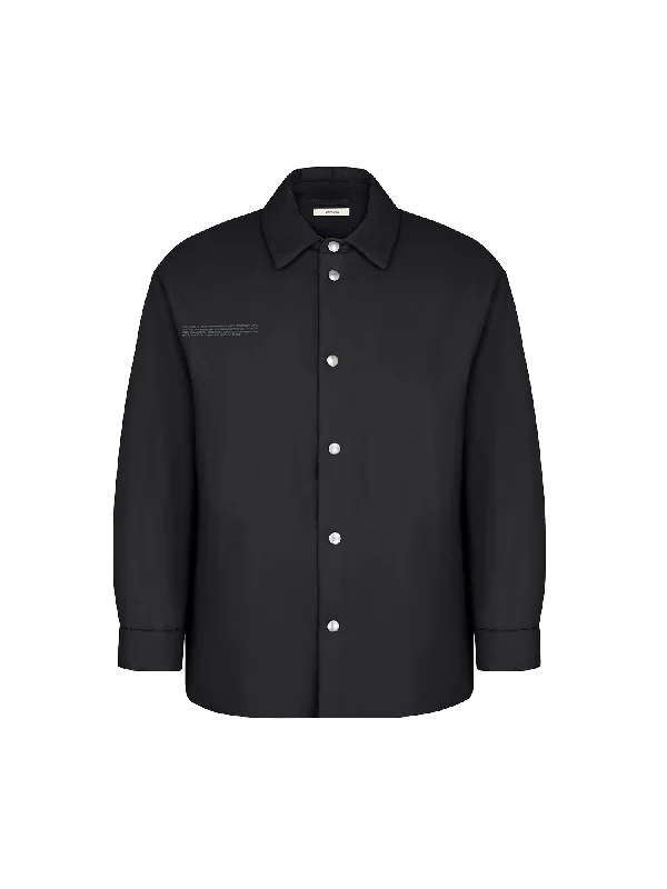 Flower-Warmth Padded Overshirt—Black