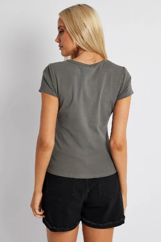 Grey Graphic Tee Short Sleeve