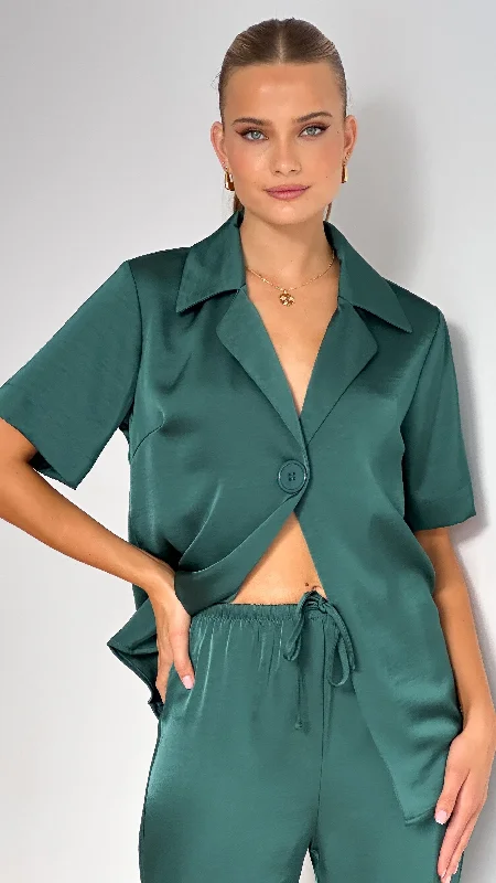 Imogen Button Shirt - Emerald