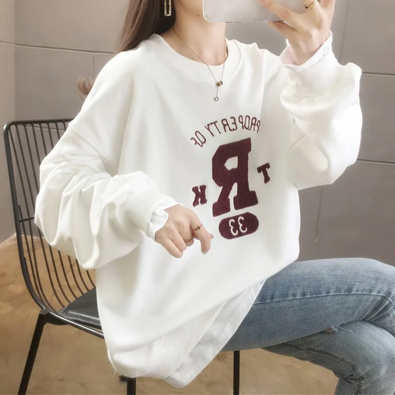 Letter Paneled Long Sleeve Casual Sweatshirt