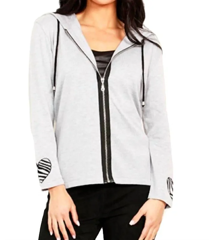 Love Zip Hoodie In Silver