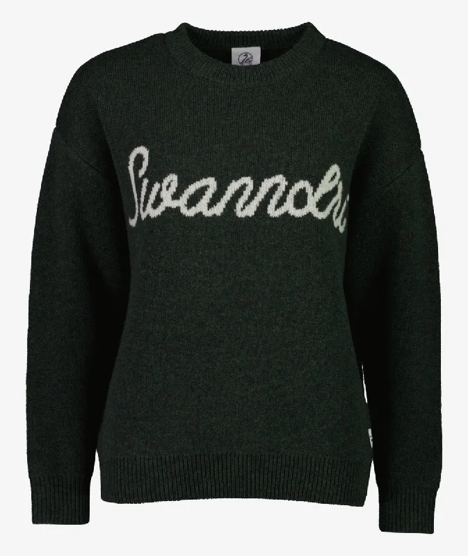 Swanndri Signature Jacquard Knit Crew Hunter Green Sandshell