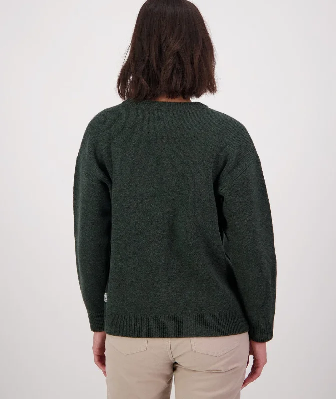 Swanndri Signature Jacquard Knit Crew Hunter Green Sandshell