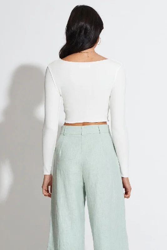 White Crop Top Long Sleeve