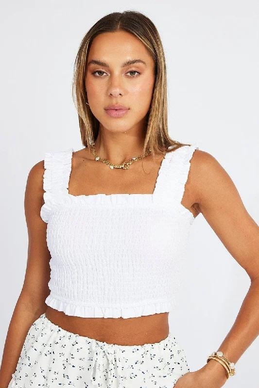 White Crop Top Sleeveless