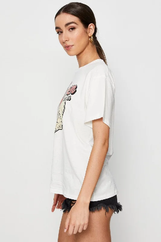 White Graphic T Shirt Short Sleeve