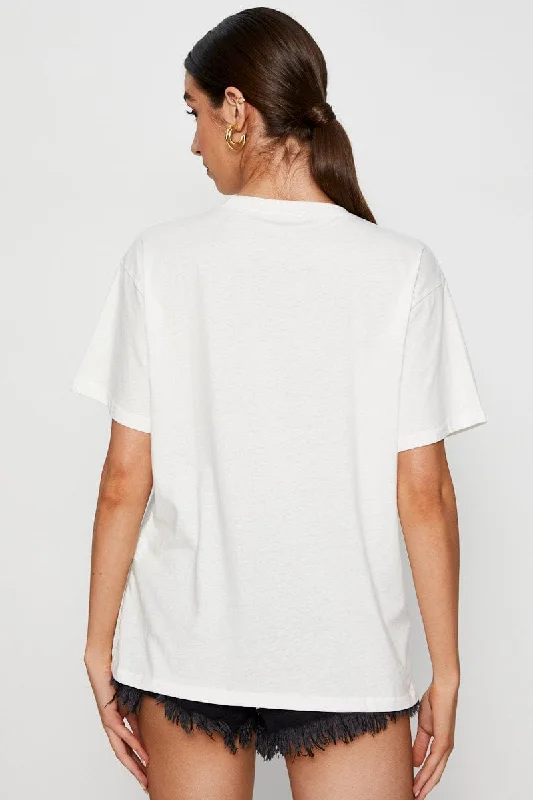 White Graphic T Shirt Short Sleeve