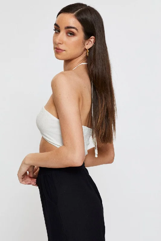 White Halter Bralette Crop