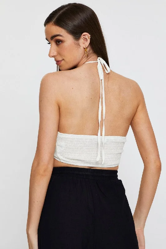 White Halter Bralette Crop