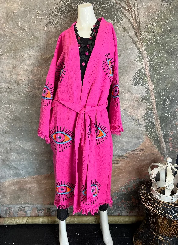 41023 Evil Eye Kimono Robe-PINK