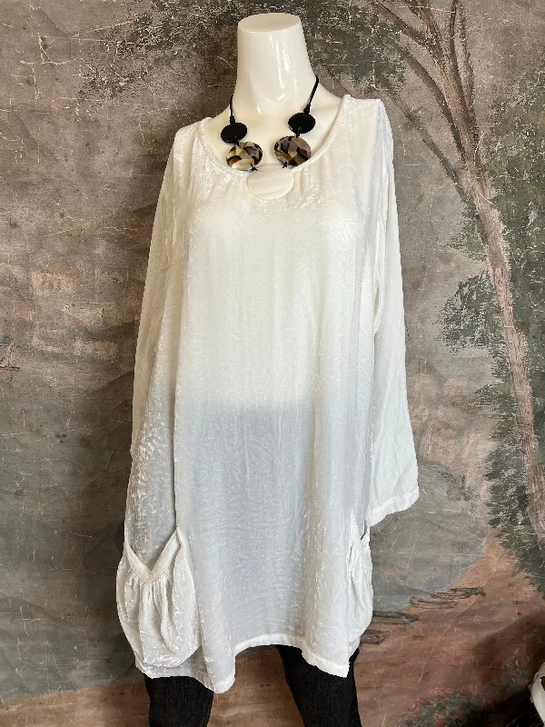 5406 Silk Velvet Judy Tunic-Winter White