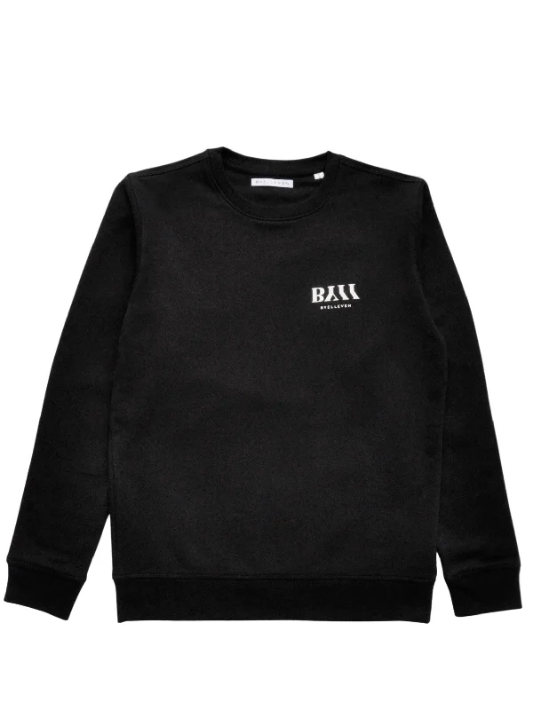 BY11 Organic Cotton Crewneck Logo Sweatshirt -Black