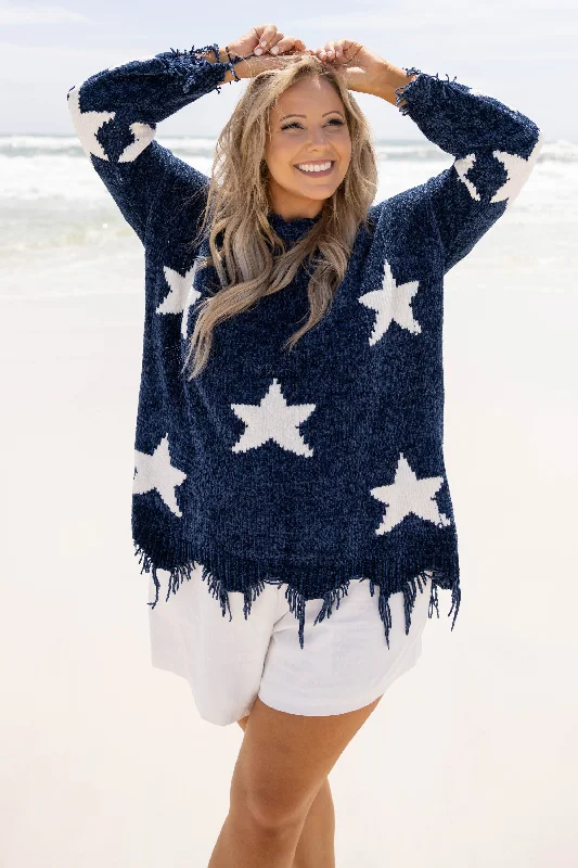 Chilly Stargazing Nights Sweater, Navy