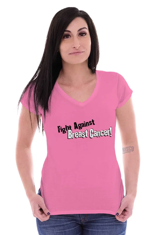 Breast Cancer Awareness Junior Fit V-Neck T Shirt