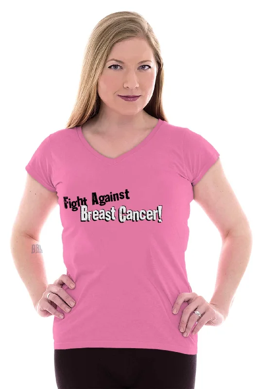 Breast Cancer Awareness Junior Fit V-Neck T Shirt