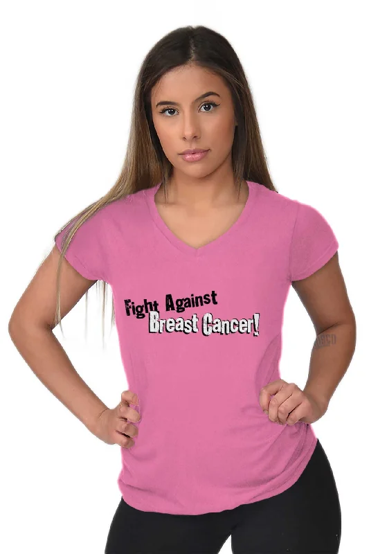 Breast Cancer Awareness Junior Fit V-Neck T Shirt