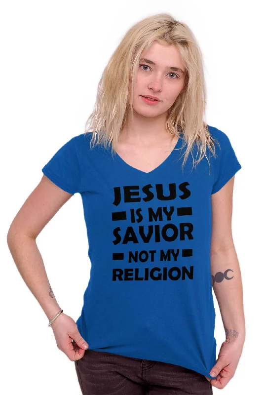 Jesus is my Savior Junior Fit V-Neck T-Shirt