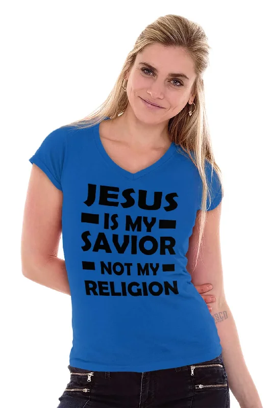 Jesus is my Savior Junior Fit V-Neck T-Shirt