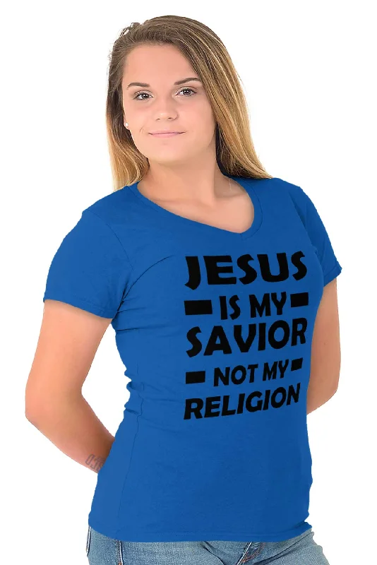 Jesus is my Savior Junior Fit V-Neck T-Shirt