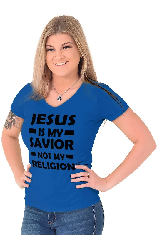 Jesus is my Savior Junior Fit V-Neck T-Shirt