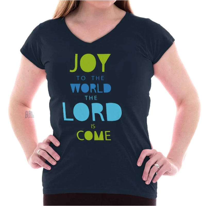 Joy To The World Junior Fit V-Neck T Shirt