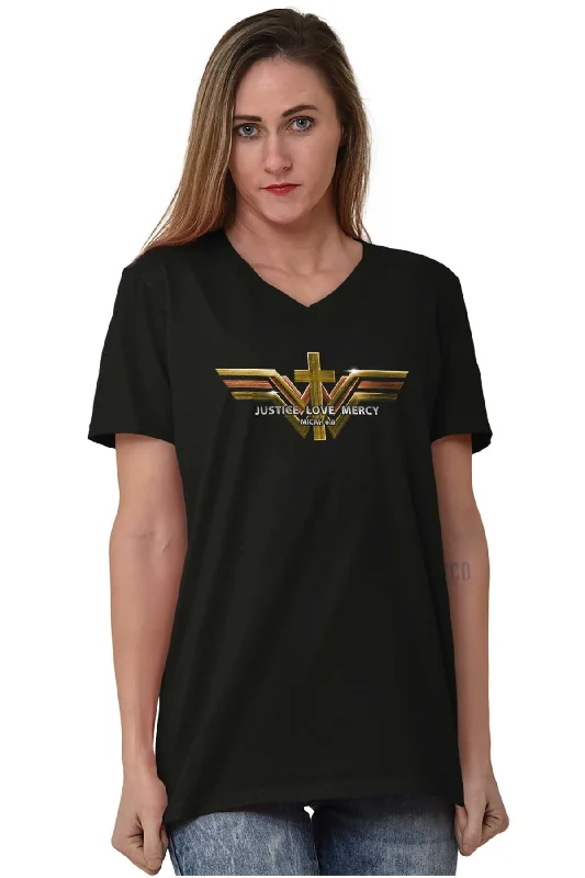 Justice Love Mercy V-Neck T-Shirt