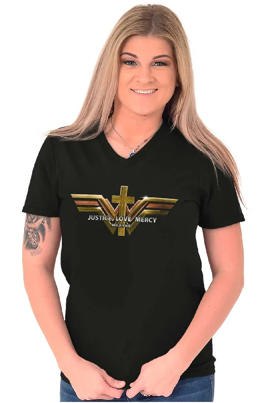 Justice Love Mercy V-Neck T-Shirt