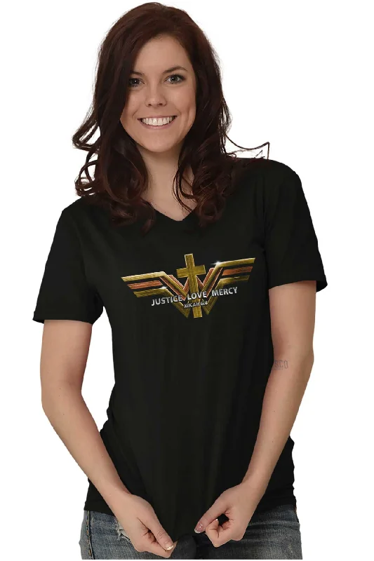 Justice Love Mercy V-Neck T-Shirt