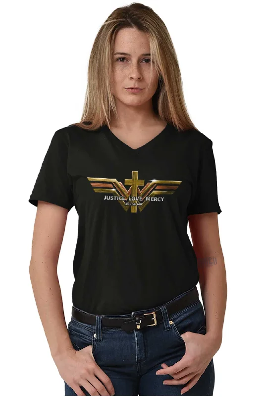 Justice Love Mercy V-Neck T-Shirt