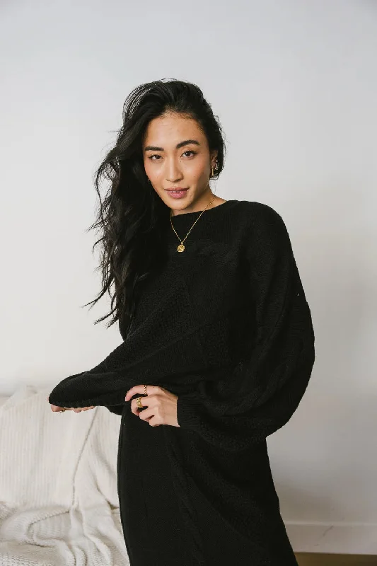 Lilly Cable Knit Sweater in Black - FINAL SALE