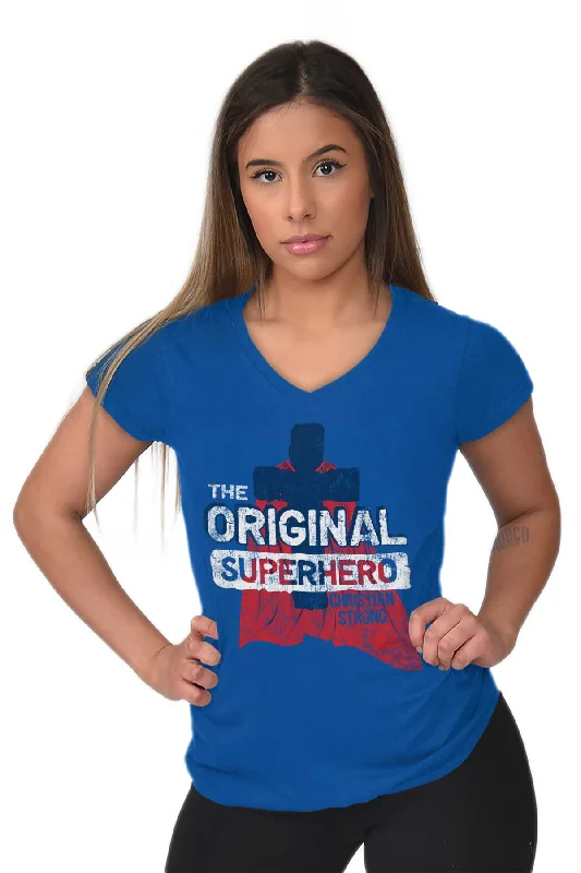 Original Superhero Junior Fit V-Neck T-Shirt