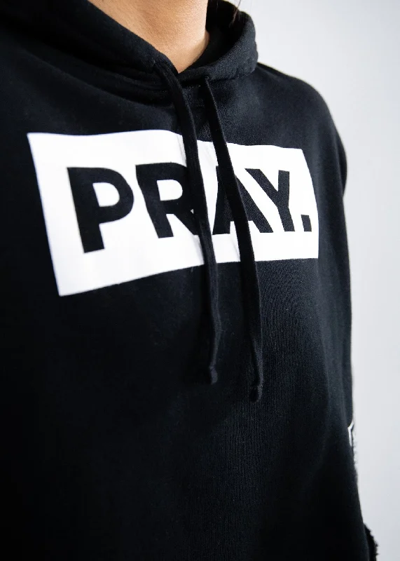 PRAY. Crop Hoodie: Black